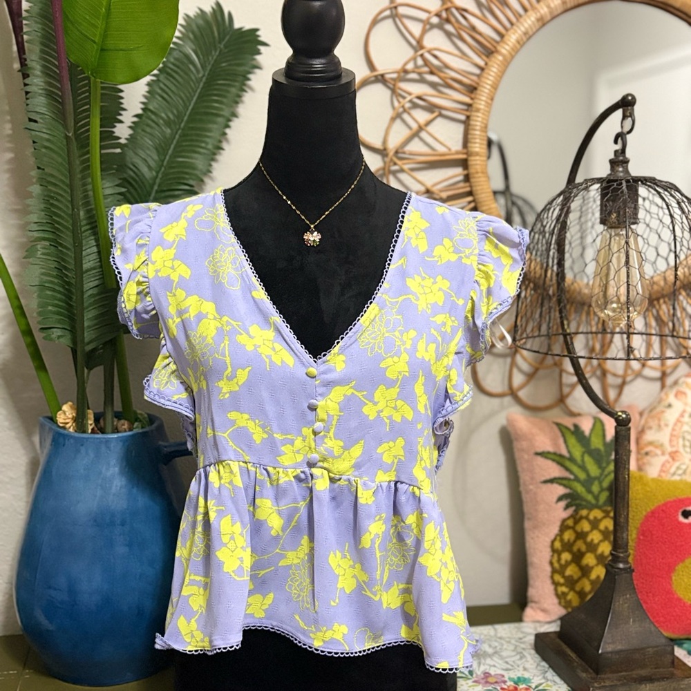 Jessica Simpson Flutter Sleeve Peplum Blouse Peplum Blouse